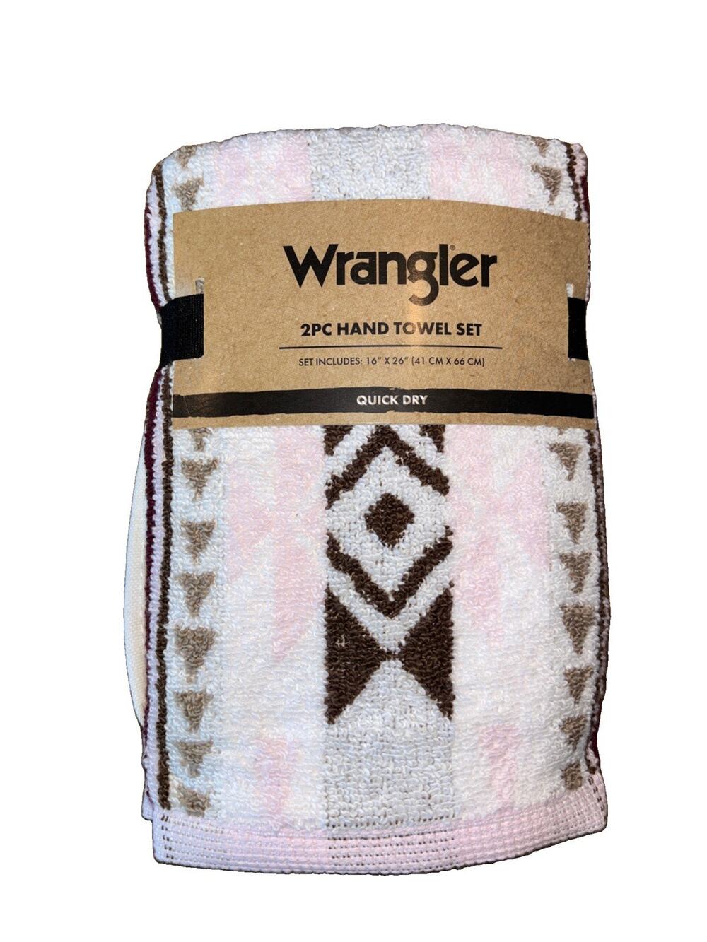Wrangler Westmount Brown Aztec Western Southwest QuickDry Hand Towel 2 Pcs Set